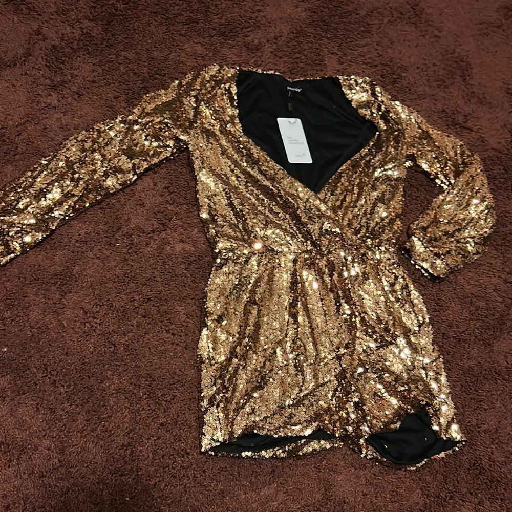 Large gold sequin romper, brand new with tag on